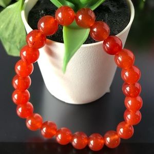Red Carnelian 8mm Natural Stone Beads Stretchable Bracelet